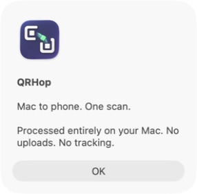 QRHop about window describing local processing